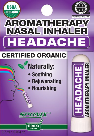 Organic Aromatherapy Nasal Inhaler - Headache - Click Image to Close